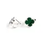 Серьги клевер с малахитом Maxi Silver 9492 1.1 см Серебристо-зеленый