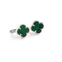 Серьги клевер с малахитом Maxi Silver 9492 1.1 см Серебристо-зеленый