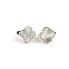 Серьги клевер с перламутром Maxi Silver 9488 1.1 см Серебристый