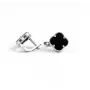 Серьги клевер с ониксом Maxi Silver 9486 1.1 см Серебристо-черный