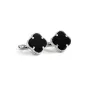Серьги клевер с ониксом Maxi Silver 9486 1.1 см Серебристо-черный