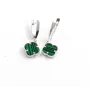 Серьги клевер с малахитом Maxi Silver 9425 1.1х2.6 см Серебристо-зеленый