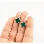 Серьги клевер с малахитом Maxi Silver 9425 1.1х2.6 см Серебристо-зеленый