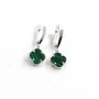 Серьги клевер с малахитом Maxi Silver 9425 1.1х2.6 см Серебристо-зеленый