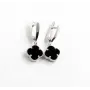 Серьги клевер с ониксом Maxi Silver 9422 1.1х2.6 см Серебристо-черный