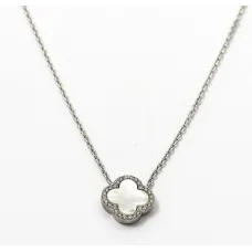 Колье клевер с перламутром Maxi Silver 9380 SE 40-45 см Серебристый