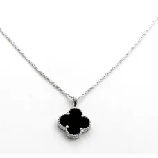 Колье клевер с ониксом Maxi Silver 9279 SE 40-43 см Серебристо-черный