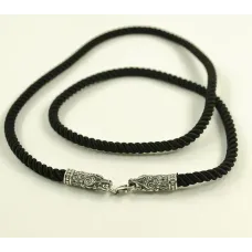 Шелковый ремешок на шею с драконом Maxi Silver 8835 SE One Size Серебристо-черный