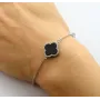 Браслет Конюшина з оніксом Maxi Silver 9423 SE 17-20.5 см Сріблясто-чорний