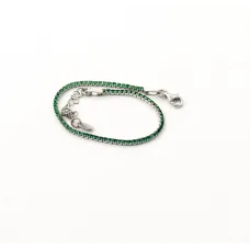 Тенісний браслет з камінням Maxi Silver 9365 SE 16-21 см Сріблясто-зелений
