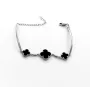 Женский браслет клевер с ониксом Maxi Silver 9316 SE 16-21 см Серебристо-черный