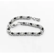Браслет арабський бісмарк з камінням Maxi Silver 8017/1 SE 18-20 см Чорно-сріблястий