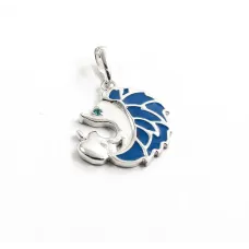 Кулон їжачок з емаллю Maxi Silver 9501 3 см Сріблясто-синій