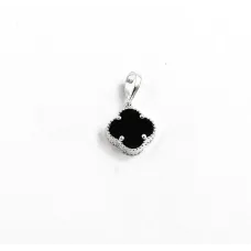 Кулон конюшина з оніксом Maxi Silver 9494 1.1 см Сріблясто-чорний