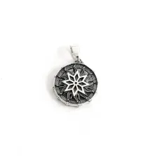 Підвіска слов'янський оберіг алатир у сонячному колі Maxi Silver 9573 2.1 см Сріблястий