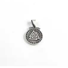 Підвіска оберіг Валькнут у рунному колі Maxi Silver 9554 2 см Сріблястий