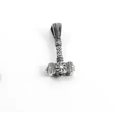 Підвіска молот Тора з оберегами коловрат та квадрат сварога Maxi Silver 9548 2.2х3 см Сріблястий