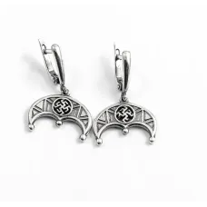 Серьги лунница с оберегом Одолень Maxi Silver 9491 1.3х1.9 см Серебристый