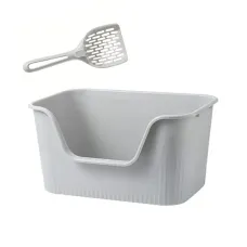 Туалет для кішок з лопаткою Taotaopets 262207 39.5x25.5x16 см Сірий (13609-89213) Туалет для кішок з лопаткою Taotaopets 262207 39.5x25.5x16 см Сірий (13609-89213)