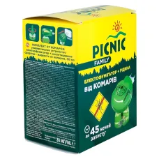 Електрофумігатор з рідиною від комарів Picnic Family 45 ночей 30 мл (4820185020022) Електрофумігатор з рідиною від комарів Picnic Family 45 ночей 30 мл (4820185020022)