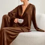 Комплект женской пижамы Lesko 2SYCK1315 Темно-коричневый XL (13799-90646)