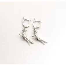 Серьги ведьма на метле Maxi Silver 9603 3.5x2 см Серебристый (89603)