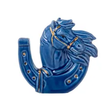 Сувенірна підкова з жеребцем Lefard Fortune Horse Gold 9 см Синій (270113)