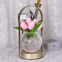 Настільна лампа LED світильник нічник Lesko Tulips Crystal ZBTSYJX0417 Рожевий (14481-96613)