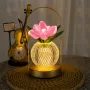 Настільна лампа LED світильник нічник Lesko Tulips Crystal ZBTSYJX0417 Рожевий (14481-96613)