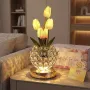 Настільна лампа LED нічник Lesko Tulips Crystal SJP0723002 Жовтий (14482-96609)