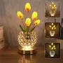 Настільна лампа LED нічник Lesko Tulips Crystal SJP0723002 Жовтий (14482-96609)