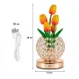 Настільна лампа LED нічник Lesko Tulips Crystal SJP0723002 Жовтий (14482-96609)