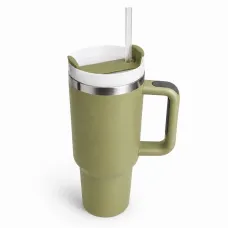 Термокухоль з трубочкою No Brand Tumbler 900 мл Оливковий (M1184)