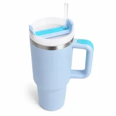 Термокухоль з трубочкою No Brand Tumbler 900 мл Блакитний (M1185)
