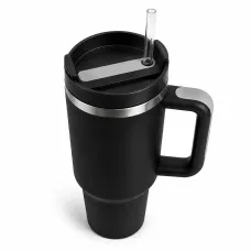 Термокухоль з трубочкою No Brand Tumbler 900 мл Чорний (M1187)