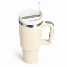 Термокухоль з трубочкою No Brand Tumbler 900 мл Кремовий (M1190)